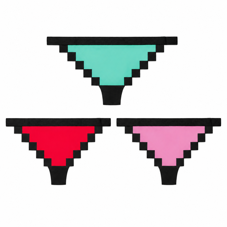 Original Pixels Trio: teal, red and pink Pixel Panties